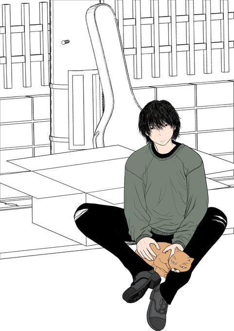 野良猫と野良男子

#絵描きさんと仲良くなりたい 
#秋の創作クラスタフォロー祭 
