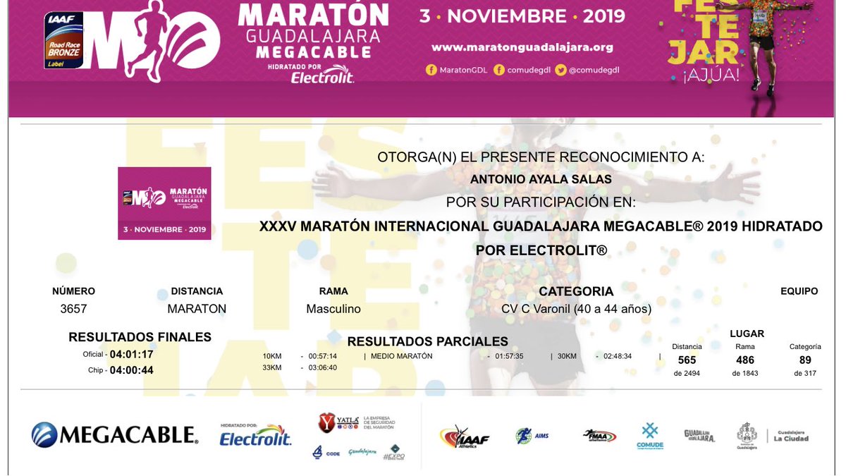 dr_morfeo's tweet image. Gracias a @Maraton_Gdl por este evento! Muy buena estrategia verificar que si corriste completo toda la ruta 👍🏽 mejore Rp casi logro #under4