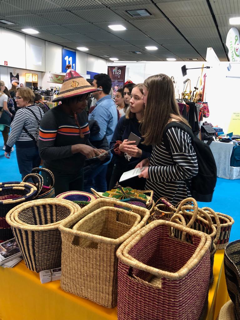 llysa200's tweet photo. It's bazaar day 1 at the Fairtrade event in Germany. As these baskets are sold, the lives of many rural women in the Upper East Region of Ghana will be transformed. @Camfed @ApooreDorcas @youngafricawks https://t.co/oNYbILfQHN