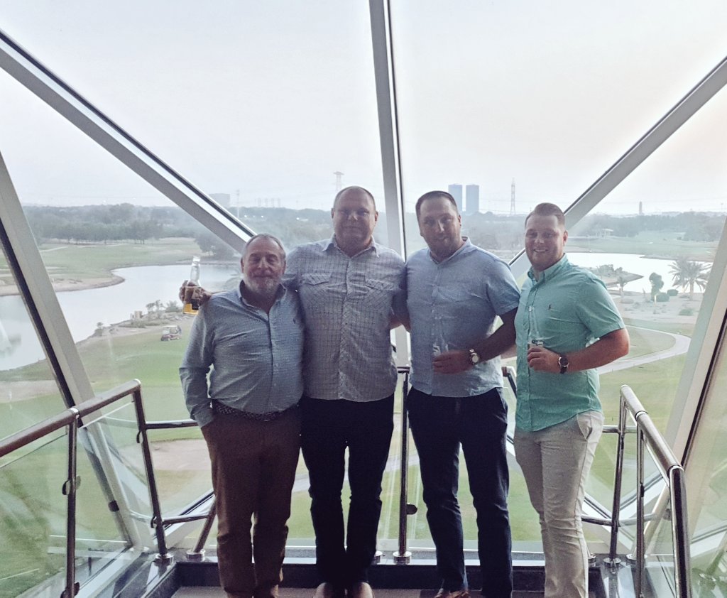 Winning team <a href="/Easthertsgc/">East Herts Golf Club,</a> <a href="/ashsmith080596/">Ash</a> celebrate at the top of the falcon overlooking <a href="/ADGolfClub/">Abu Dhabi Golf Club</a>. Best view in the house for the Champions. <a href="/GolfEscapes/">Golf Escapes</a>