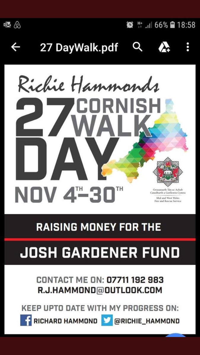 BudeTSSO's tweet photo. @CornwallFRS where are we on our charity walk? Often.parading.wasps #CriticalControl.
Supporting @Richie_Hammond on his mamouth charity walk! #walking #fundraising https://t.co/t9jH8grORx