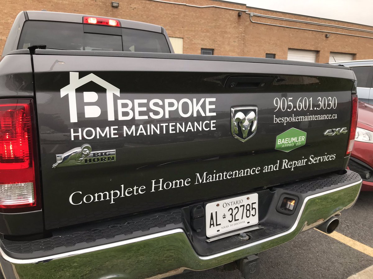 bespokemtnce's tweet photo. New logo complete and updated on marketing materials, truck and uniforms! Thank you for the great design Andreia @dredesigns1 ! #homemaintenance #homerepair #homemanagement #oakville #burlington #milton #hamilton https://t.co/AwaUU0xgeY