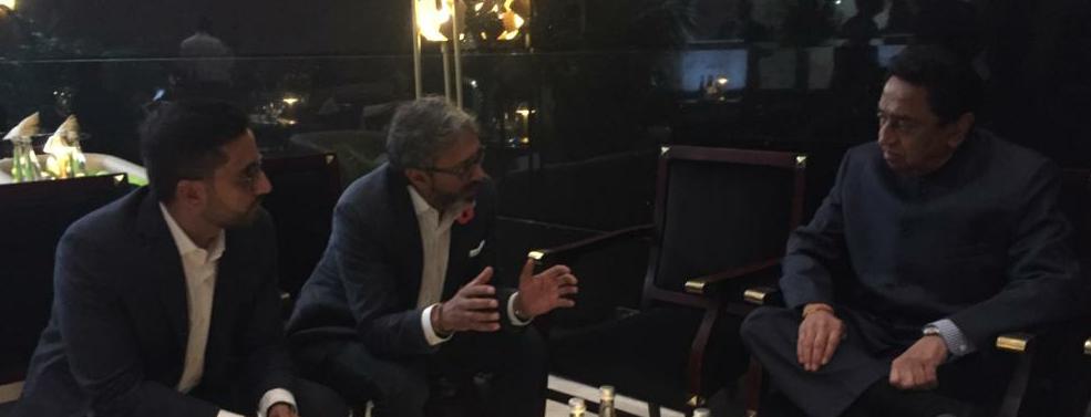 CMMadhyaPradesh's tweet photo. CM Shri Kamal Nath in Dubai met with Naushad Oomer, PE, director-operations, India, Virgin Hyperloop One over future hyperloop link  between Indore-Bhopal-Jabalpur. Imagine Bhopal to Delhi in 45 minutes!
#magnificentmp 
#futureofmp https://t.co/fIacDNMvTs