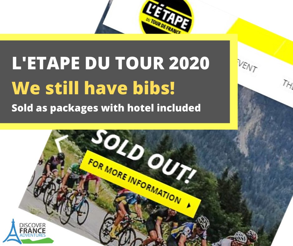 The L'Etape du Tour event sold out in mere hours.

We managed to get additional bibs giving you the possibility to get in on the action.

The bibs are sold as a package with accommodation.
Get in touch through our website to reserve your spot!

discoverfrance.com/tour-de-france…