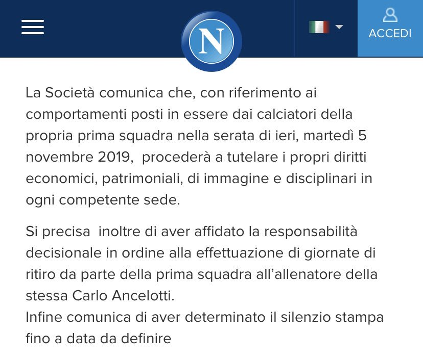 andrelapegna's tweet image. Meraviglioso lo scaricabarile ad Ancelotti, dopo che lo stesso si era dentro contrario al ritiro: "smentisco il presidente, o perdo il gruppo?"