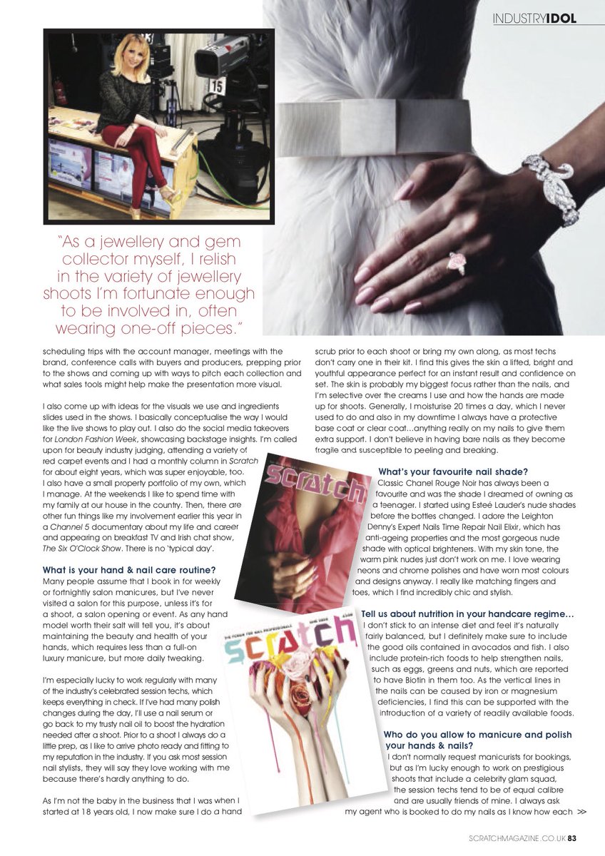 Nina_Taylor's tweet image. Thanks to the No1 UK nail trade magazine @ScratchMagazine for giving me a 4-page feature in their “Industry Idol” section. It celebrates my two decades in the biz!! #ModelBehaviour #nails #ninataylor #handmodel #model