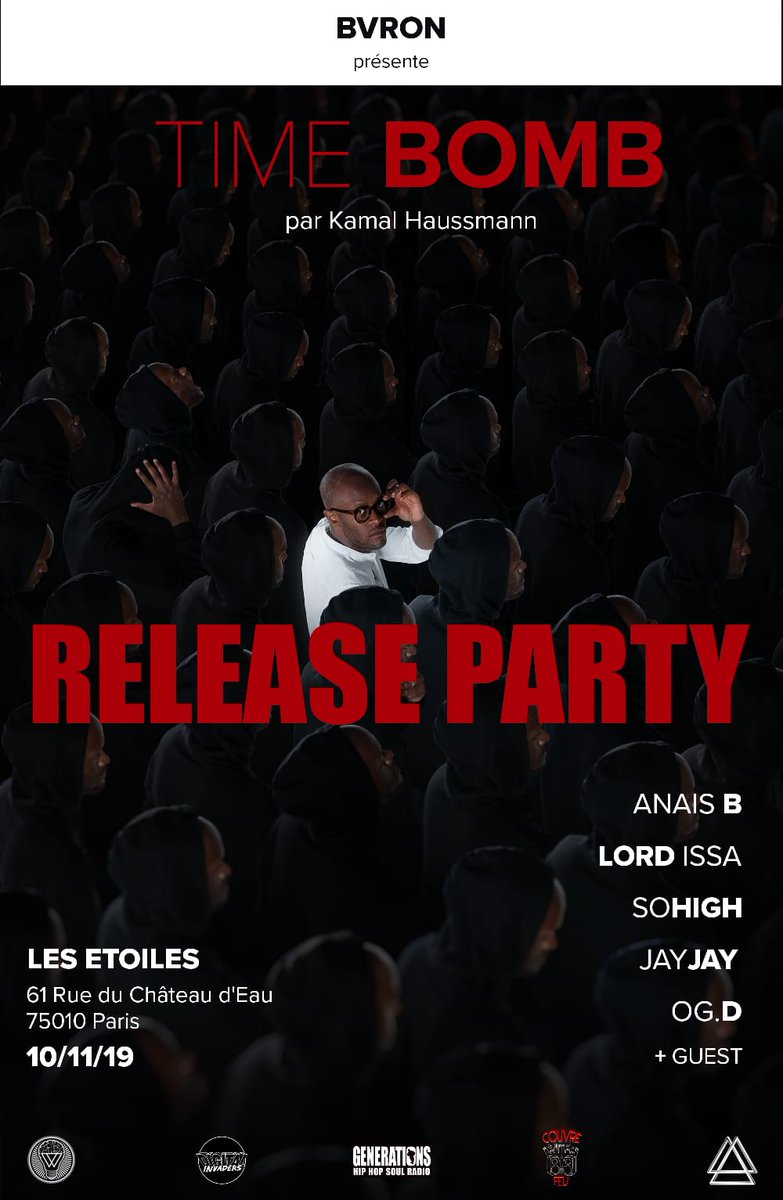 Save The Date !!!
<a href="/BvronMusic/">Bvron Music</a> x WATTSMYNAME vous donnent rendez-vous le 10 Novembre aux Etoiles à Paris pour fêter la sortie d'un livre qui représente une grande page de l'Histoire du Rap français : 
TIME BOMB de <a href="/Kamalhaussmann/">Kamal Haussmann</a> <a href="/AlbinMichel/">Albin Michel</a>

➡️ INFOS FB facebook.com/events/9379928…
