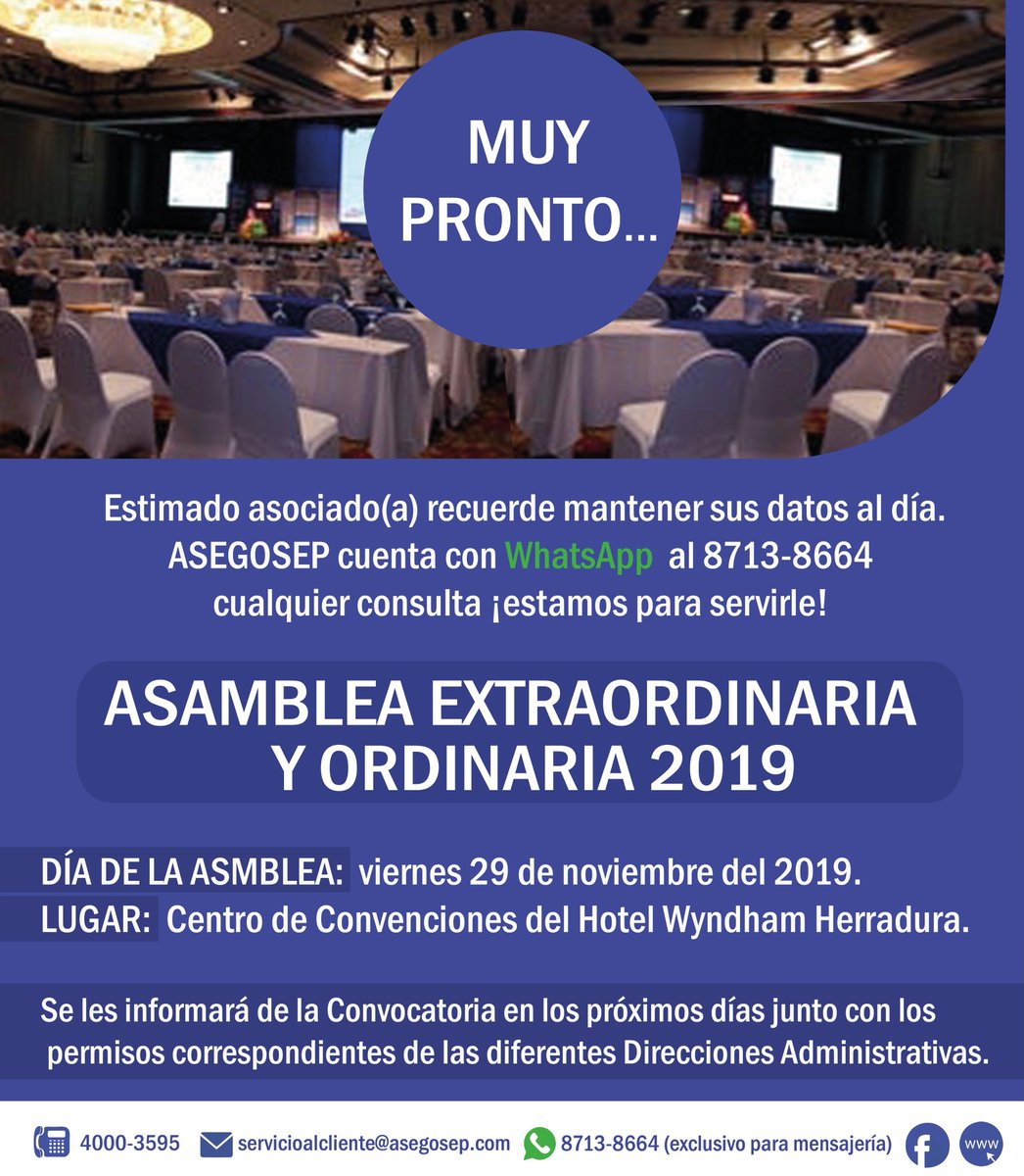 Les compartimos información referente a la Asamblea 2019