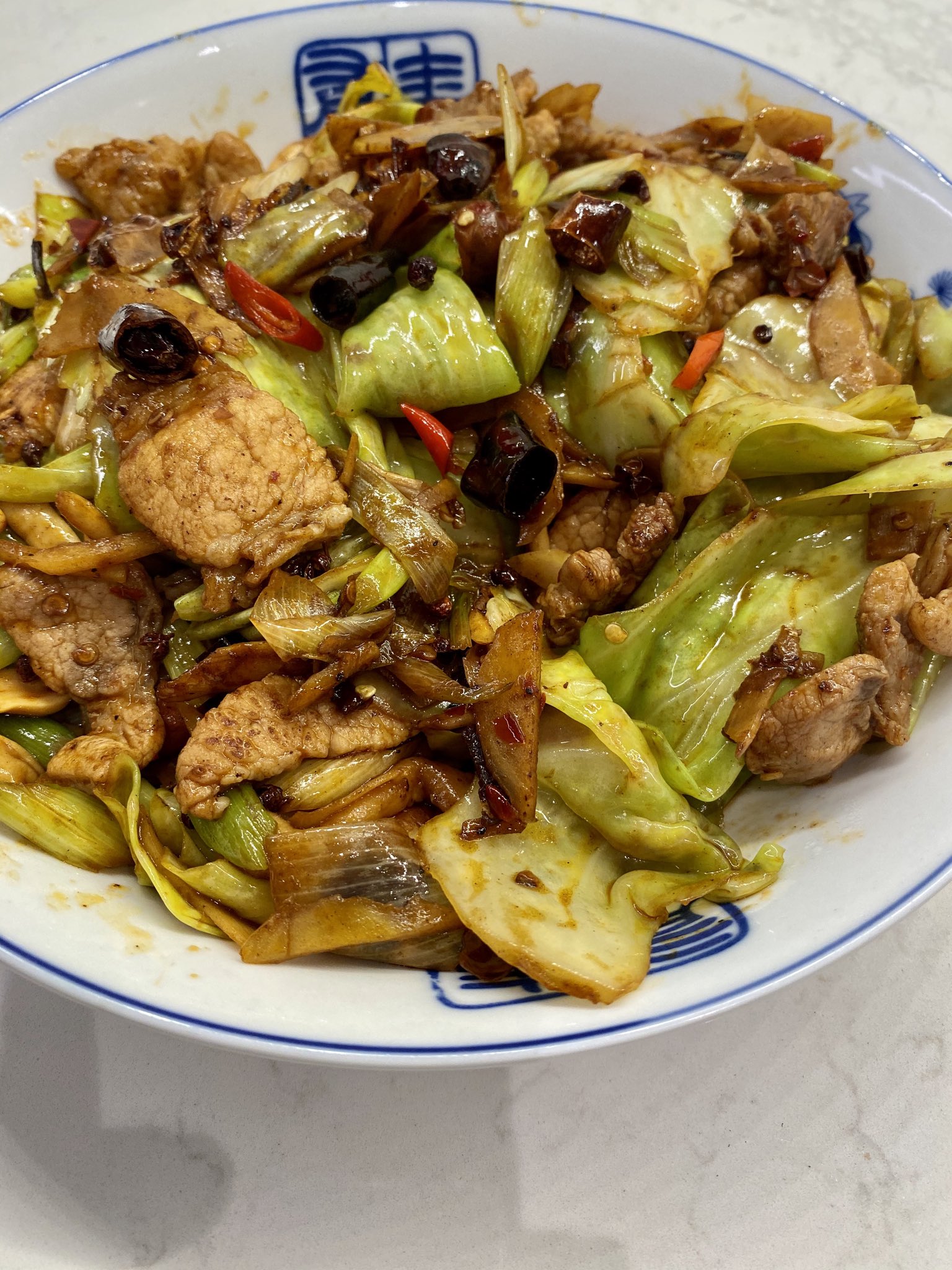 Robert Lax Sichuan Pork Belly And Cabbage Dry Pot Spicy And Numbing With Dry And A Few Fresh Chilies Huajiao Peppercorns And Pixian Doubanjiang Fermented Bean Paste Sichuancooking Sichuanfood Chinesecooking