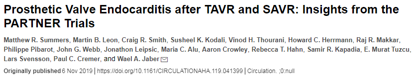 CCF Cardiology Fellows (@ccfcards) on Twitter photo A hearty congratulations to @MSummersMD et al, for their publication in <a href="/CircAHA/">Circulation</a> showing no difference in prosthetic valve endocarditis between TAVR vs SAVR!
<a href="/venumenon10/">venu menon</a> <a href="/tavrkapadia/">Samir Kapadia</a> <a href="/DrJRamchand/">Jay Ramchand MD PhD</a> <a href="/PaulCremerMD/">Paul Cremer MD</a> <a href="/AllanLKleinMD1/">Allan L. Klein</a> <a href="/SergeHarbMD/">Serge C. Harb</a> <a href="/ChrisJellisMD/">Christine Jellis</a> <a href="/DesaiMilindY/">Milind Desai MD MBA</a> A hearty congratulations to @MSummersMD et al, for their publication in <a href="/CircAHA/">Circulation</a> showing no difference in prosthetic valve endocarditis between TAVR vs SAVR!
<a href="/venumenon10/">venu menon</a> <a href="/tavrkapadia/">Samir Kapadia</a> <a href="/DrJRamchand/">Jay Ramchand MD PhD</a> <a href="/PaulCremerMD/">Paul Cremer MD</a> <a href="/AllanLKleinMD1/">Allan L. Klein</a> <a href="/SergeHarbMD/">Serge C. Harb</a> <a href="/ChrisJellisMD/">Christine Jellis</a> <a href="/DesaiMilindY/">Milind Desai MD MBA</a>