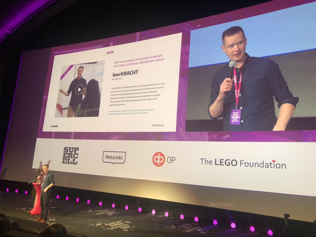 NLinFinland's tweet photo. Dutch organisations @agoraroermond @egodact &amp; @St_leerKRACHT are selected as 100 of the brightest education innovations. @jelle_verwer from leerKRACHT: ”The quality of education is driven by the quality of teachers.”
#HundrEDSummit #HelsinkiEducationWeek https://t.co/zvdquXpAj5