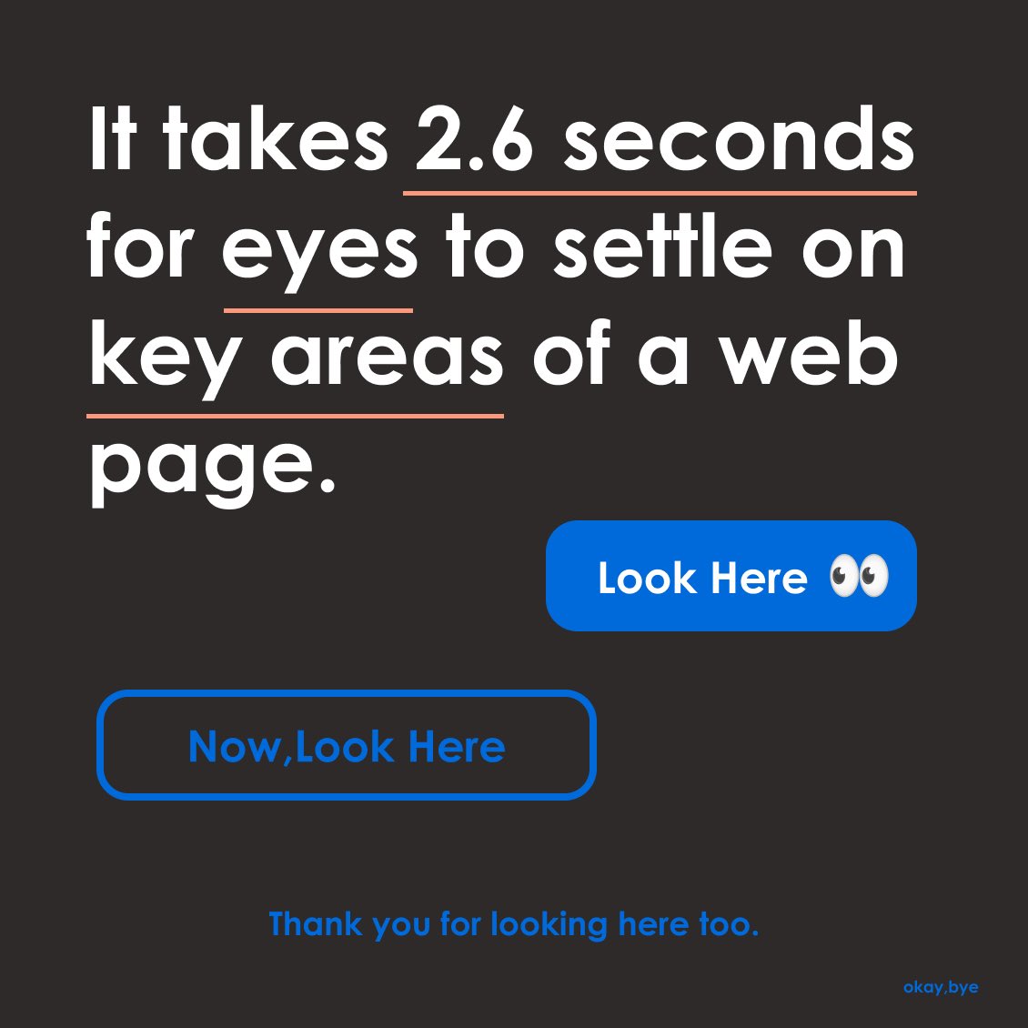 doodleflow7's tweet photo. Fun Fact | It takes 2.6 seconds for eyes to settle on key areas of a web page. 

@MissouriSandT @MadOMarketing 

#designfacts #designfacts101 #designfactsfriday #designfactsoflife #designfactsweekly #Funfact #Funfacts #uidesignfacts #platform #doodleflow #designthinking #design https://t.co/T1yu7RvIz3