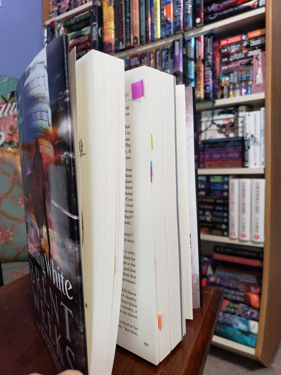 shwarnerwrites's tweet photo. @BrentWeeks I use Spectrum-approved page flags! They go on without covering the text, are adjustable without hurting the page, and leave a good book bristling with color at the end.
(I'm reading via audiobook, so the tabs aren't nearly as plentiful as when I'll reread for myself. 😊) https://t.co/vU3pBF6qom