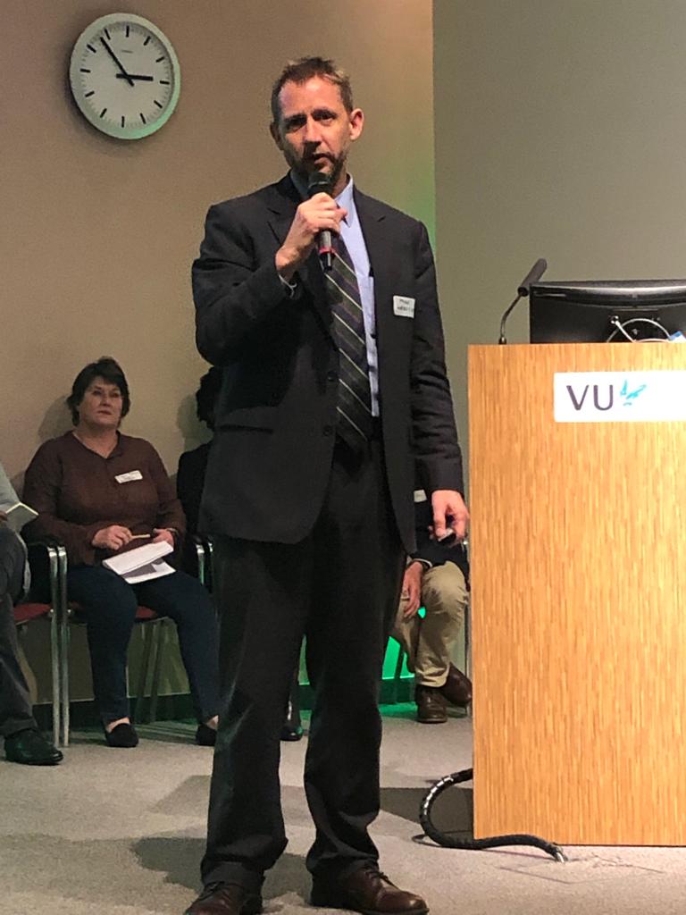 Mike Webster, Director of Water and Sanitation <a href="/CityofCT/">City of Cape Town</a>, shares the story of defeating #DayZero at the Amsterdam Water Symposium hosted by the <a href="/VUamsterdam/">Vrije Universiteit Amsterdam (inactief)</a>. #AIWW2019