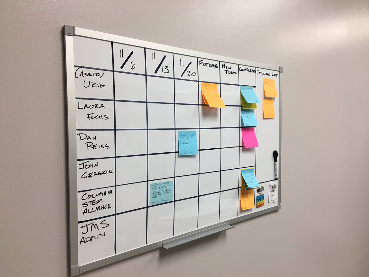 Bringing LEAN manufacturing techniques to Education! Accountability Boards for STEAM electives <a href="/jmscyclones/">JMS</a> @caine_JMS  <a href="/Szydlowskim/">Mike Szydlowski</a> @PStieple Look em up! They work!