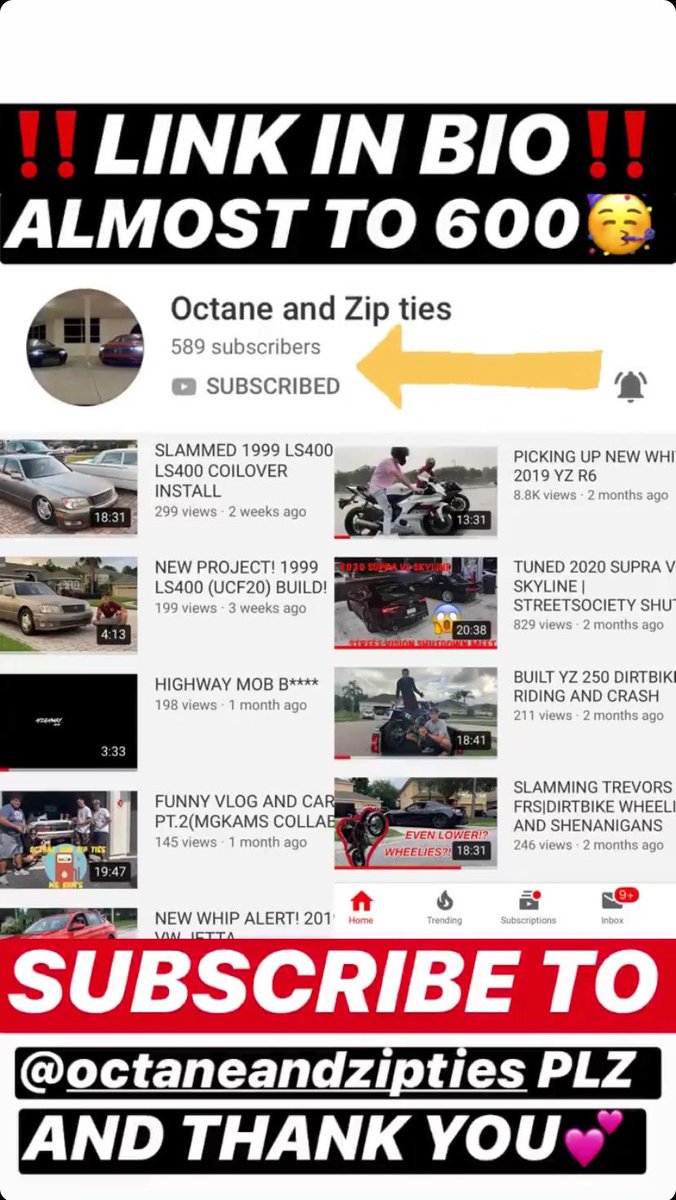 Stevensavii's tweet photo. I would be extremely greatful if you guys go sub, like, and comment on our channel!! Every single sub, like and comment counts and matters tremendously! Thank everyone! ❤️❤️ #octaneandzipties #cars #BOOST https://t.co/554G3BoX3A