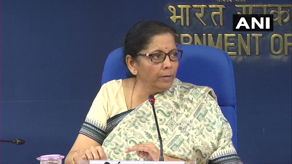 ANI's tweet photo. Union Finance Minister Nirmala Sitharaman holds press conference: Cabinet approves establishment of 'Special Window' to provide priority debt financing for completion of stalled housing projects in the affordable and middle-income housing sector https://t.co/i8sOdgQHFR
