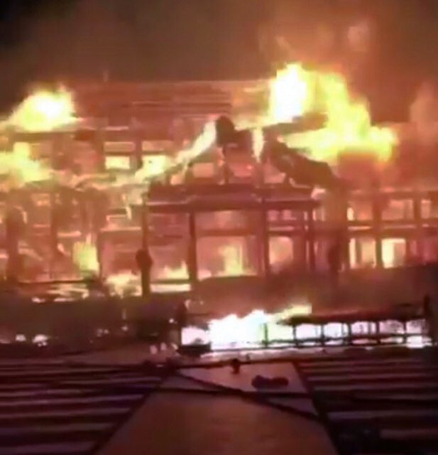 Photo of Shuri Castle burning