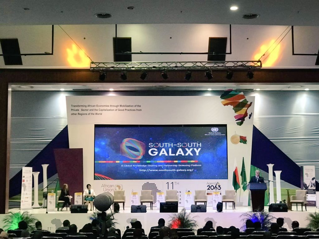 shams_UNOSSC's tweet photo. Today at the 11th African Private Sector Forum, @UNOSSC in partnership with @FCSSC_org launched @galaxy_south to promote knowledge exchange &amp; partnership brokering digitally. Powered by AI, it's able to provide most relevant content &amp; matchmaking recommendations to the user https://t.co/oxwK2KKLpT