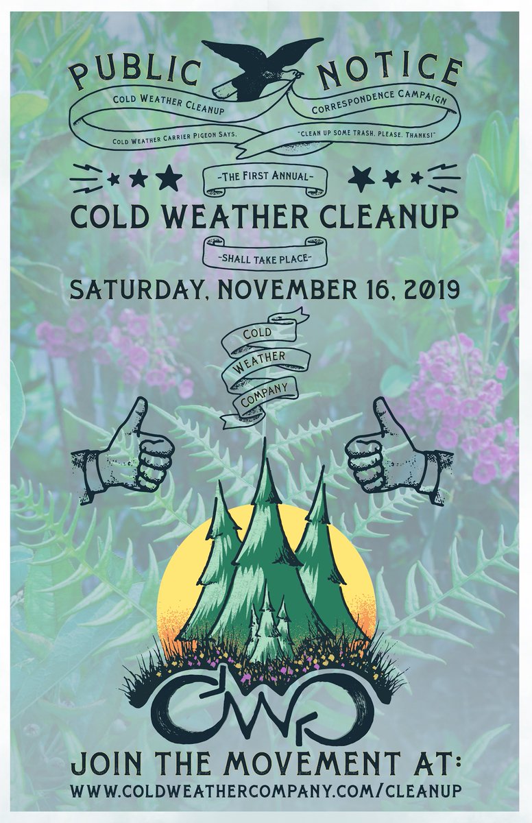 ColdWeatherCo's tweet photo. The #ColdWeatherCleanup is happening worldwide on November 16th! 🌿

Learn how you can get involved at https://t.co/nnbrG7MVfg https://t.co/EzBfOIspcu