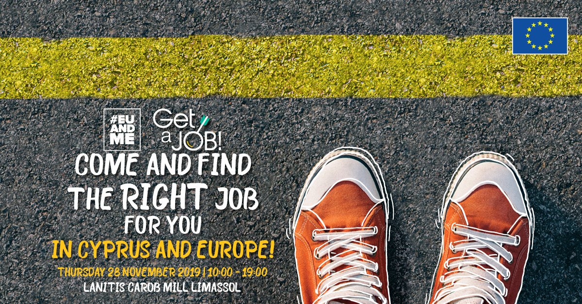 EUCYPRUS's tweet photo. The Get a Job fair is here again! Join us for the ultimate networking platform for both candidates and employers, from a wide variety of organisations both from Cyprus and the EU!
🗓️28 November 2019
⏲️10am to 7pm
📍Carob Mill Limassol
FREE ENTRY.
#GetaJobCY #EUandME #jobs https://t.co/7t6g4m9drb