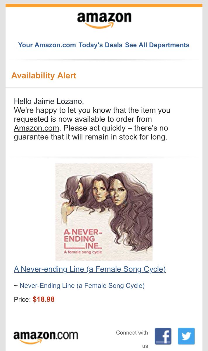 Our @NeverEndingLine album is available now in @amazon for preorder. All proceeds will benefit @MaestraMusicOrg . Please support us. Get yours. @BwayRecords 

#jaimelozano #aneverendingline #album #broadway #offbroadway #maestramusic #broadwayrecords