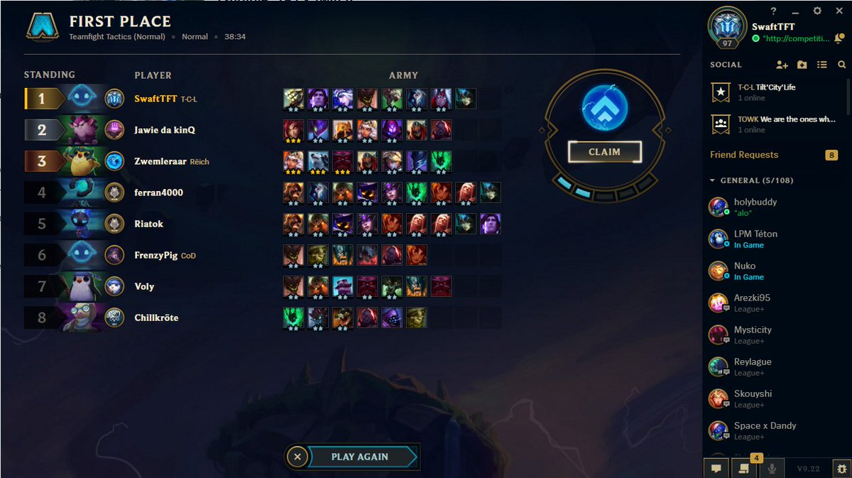 SwaftTft's tweet photo. First game Season 2 of #TFT so far so good ! Loving the new set ! @TFT https://t.co/o0yA0a3lIn