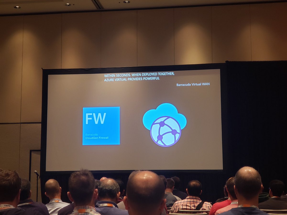 barracuda's tweet photo. Did you catch the Barracuda shoutout during the Global transit network architectures with Azure Virtual WAN session this morning at #Ignite2019, recognizing Barracuda as the first to provide this? #CUDAonAzure https://t.co/j2rZpjWGcA
