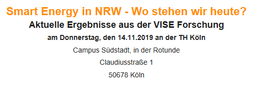 SmartEnergyNRW's tweet photo. Noch eine Woche bis zur #VISE Jahreskonferenz an der @th_koeln. Es sind noch wenige Plätze frei. Anmeldung unter: https://t.co/JsB0lftiXA

@andreasloeschel, @WWU_Muenster,@ewi_koeln, @fz_juelich, @Wupperinst, @Uni_Wuppertal, @unidue https://t.co/44TRm3iEVD