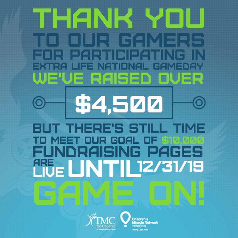 TMCChild's tweet photo. To all of our Extra Lifers and those who donated to our Extra Lifers. Thank you! 😍

#ExtraLife4Kids #PlayGamesHealKids #GameOn https://t.co/JQermxmghr