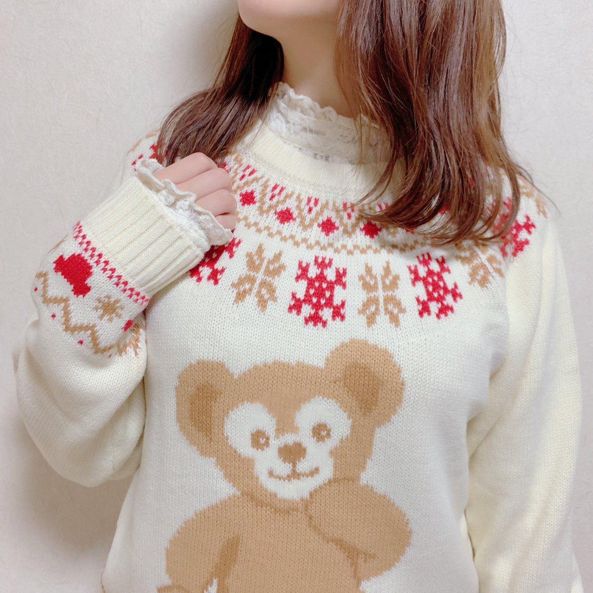 ダッフィー　セーター　Mサイズ 楽天市場】セーター M-L ダッフィー＆フレンズのホワイト・ウィンター
