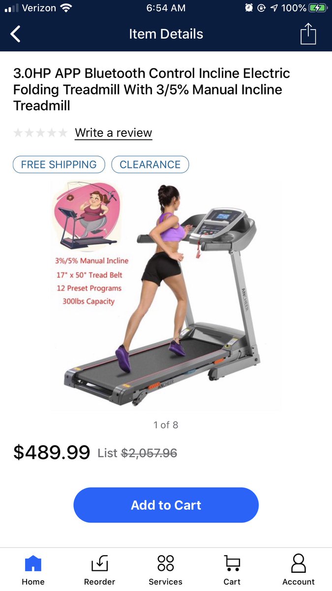 ChristineLeoLeo's tweet photo. @Walmart Searching for treadmills through your app and ran into this picture. You may want to pull that from your site. As a large woman myself, a cartoon of a large woman chasing after a donut is not exactly inspiring a purchase. https://t.co/LNhTEnmJY5