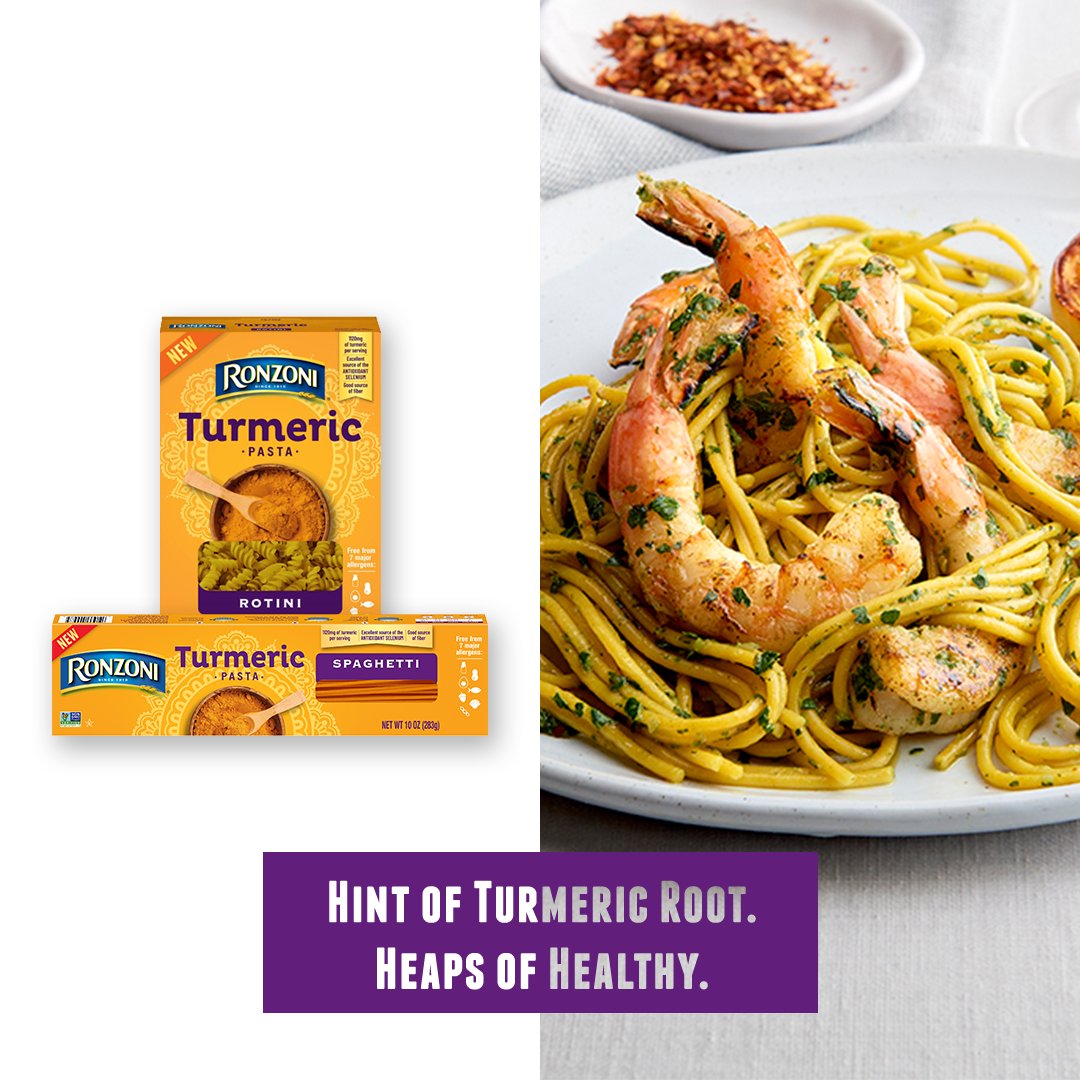 Ronzoni® #Turmeric Spaghetti &amp; Rotini are on shelves now! 😮 And – let us be the first to say – it's downright delicious. Learn more: bit.ly/2NjFABU