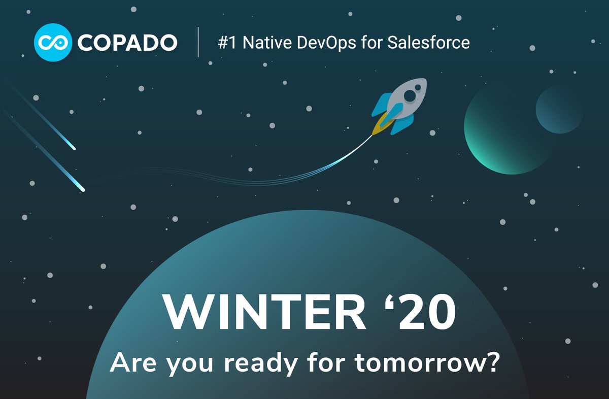 CopadoSolutions's tweet photo. Today we announced our #Winter20 release! It is the only 100% native, end-to-end CI/CD DevOps platform for #Salesforce. #Copado now enables a data-driven #DevOps approach with #DevOps360 -- read more about it here: https://t.co/N1HKkBIvec https://t.co/Tlz8cjqMIn