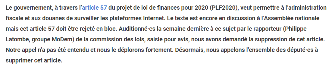 ScienceCQFD's tweet photo. Sujet : 05/11 > La quadrature du net appelle les députés à supprimer l’#Article57 qui autorise la surveillance sur les plateformes #Internet https://t.co/AQxa3tECAo via @laquadrature #LaMethSci https://t.co/43t2k6ZsC6