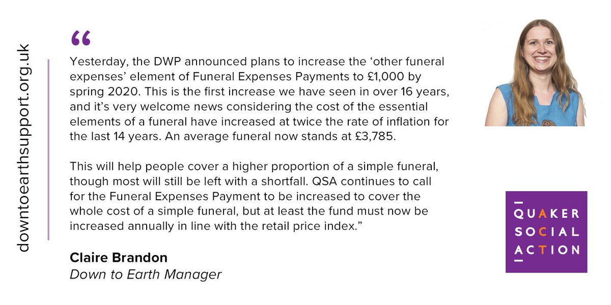 Our response to <a href="/DWP/">DWP</a>'s announcement to increase Funeral Expenses Payments for the first time since 2003. A major breakthrough on funeral poverty. gov.uk/government/new…