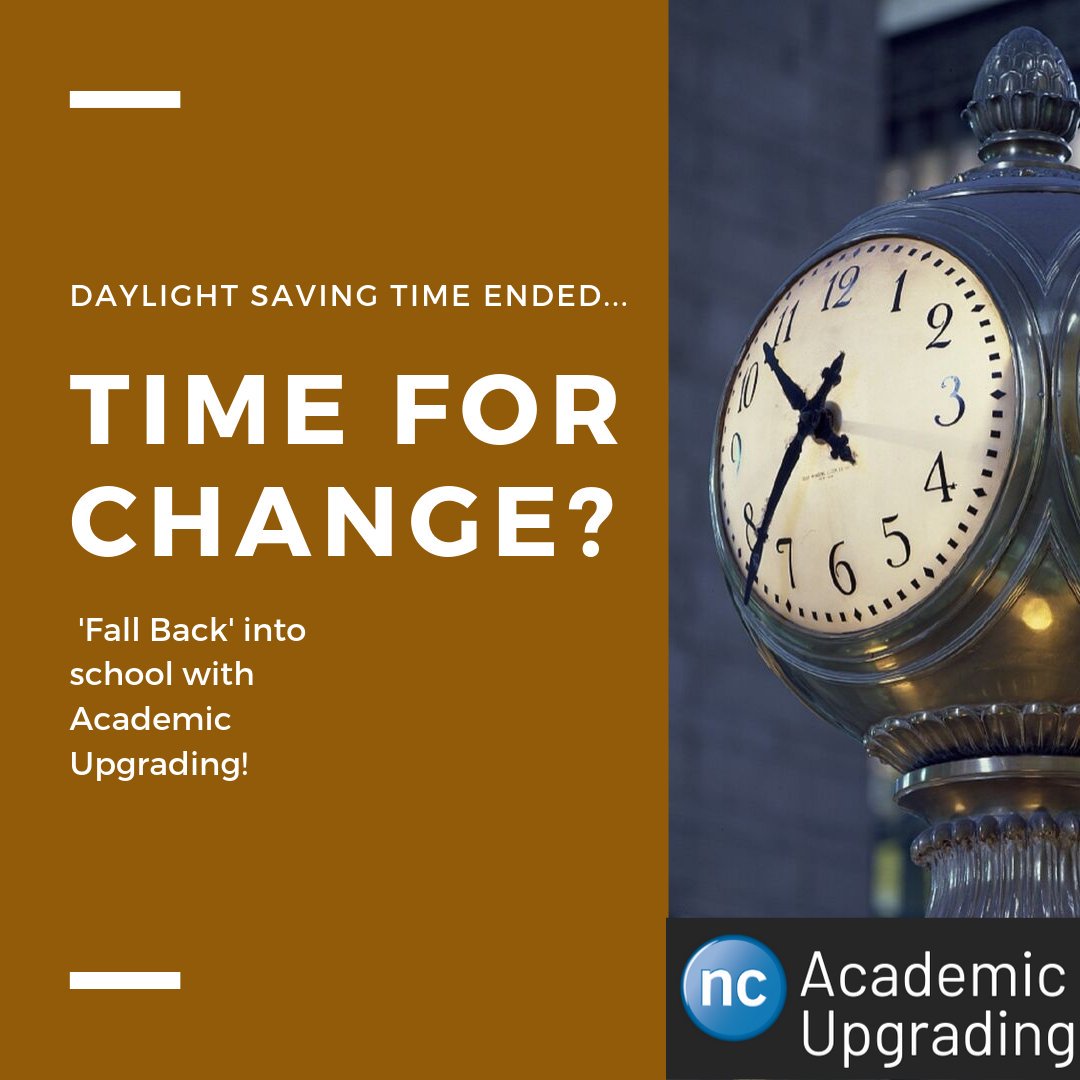NC_CES's tweet photo. Don’t just change your clocks - use your extra hour to call Niagara College Academic Upgrading and find out how you can make a bigger change! 

905-641-2252 x 4418 
———————————————————————————
#niagaracollege #myncstory #academicupgrading #education https://t.co/NpyvjigKh3