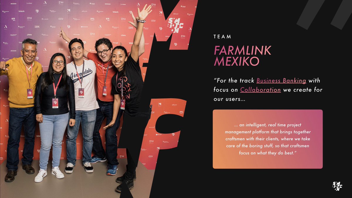 symbioticon's tweet photo. Team 13: FARMLINK MEXIKO. Weiter geht’s im Track #BusinessBanking. Die Gewinner des @hackafest aus Mexiko. Ihr Fokus liegt auf #Kollaborationen mit der Idee Handwerker, Lieferanten und Kunden zu vernetzen. #Symbioticon #beyondtomorrow

Livestream > https://t.co/0RD87FQmuU https://t.co/1G9bgxYMPx