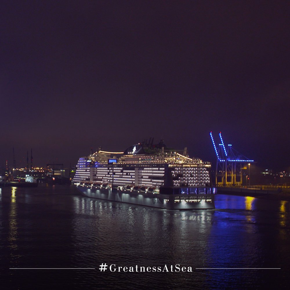 #MSCGrandiosa has finally arrived in Hamburg and is getting ready to celebrate her big day! #GreatnessAtSea bit.ly/2YGx2HK