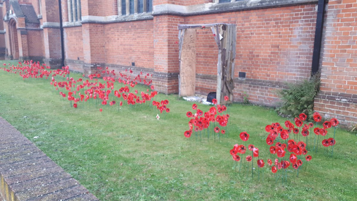 We planted out our poppies after the service last Sunday morning. This year we have them spelling out:
1914 - 18 --- 1939 - 45
#LestWeForget 
#WeWillRememberThem