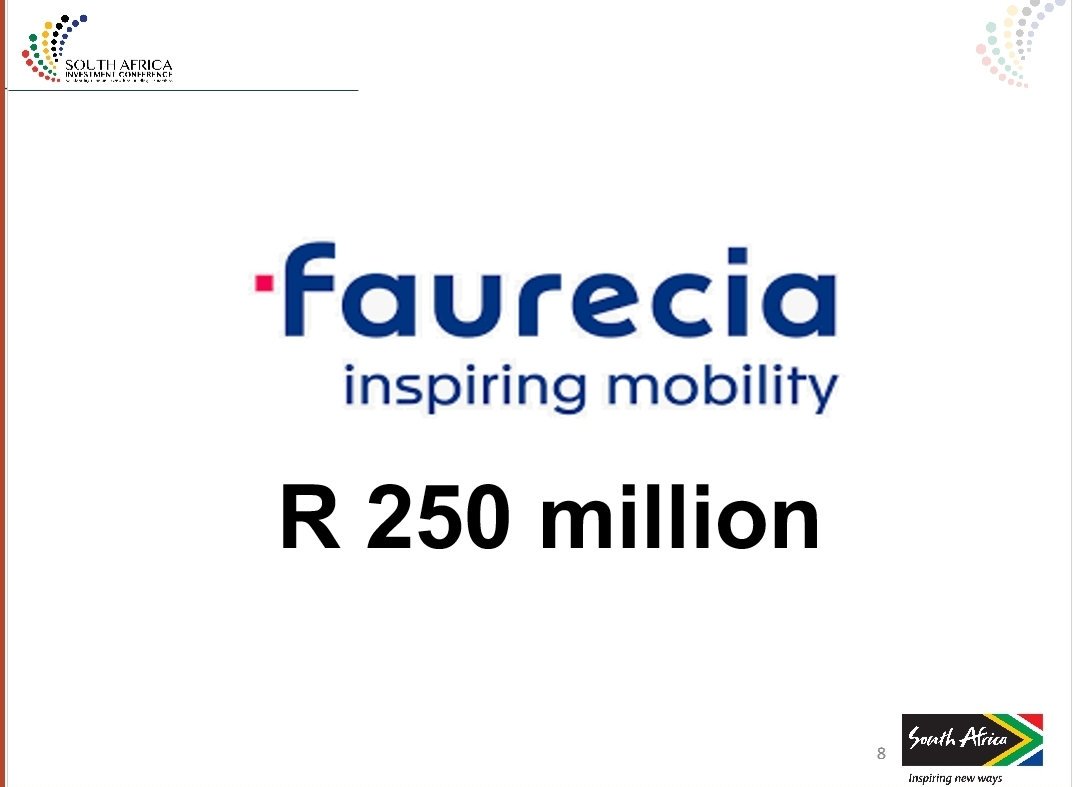 SAInvestmentCo's tweet photo. [Update] investments announced at the #SAIC19 earlier today. @SANRAL_za @HisenseSA @Faurecia #AtlantisFoundries #InvestSA https://t.co/wqyboTpZKo