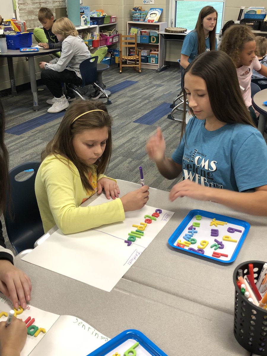 KatiebellSLP's tweet photo. Wonderful @CentennialMS WEB leaders working with our @SLCSpearson students today!  Positive #peerledlearning at its best and a former @SLCSHardy CARES club member, too @Mrs_Emmons_ https://t.co/vRfnY5g2LL
