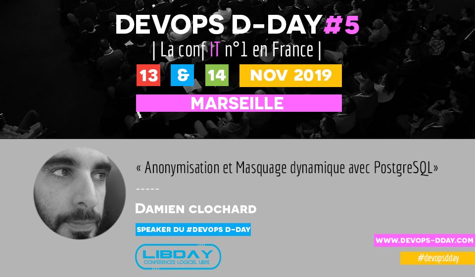 treeptik's tweet photo. 📢VOTRE PROGRAMME #conf #devopsdday !!
Après une pause gourmande ...
🗓️14/11-16h25 une conférence se déroulera dans votre salle Libday @orangevelodrome par @daamien au programme: Tour d’horizon des différentes techniques
d’#anonymisation !!
➡️RDV https://t.co/YwvZaMF73q https://t.co/QRyjpL59io