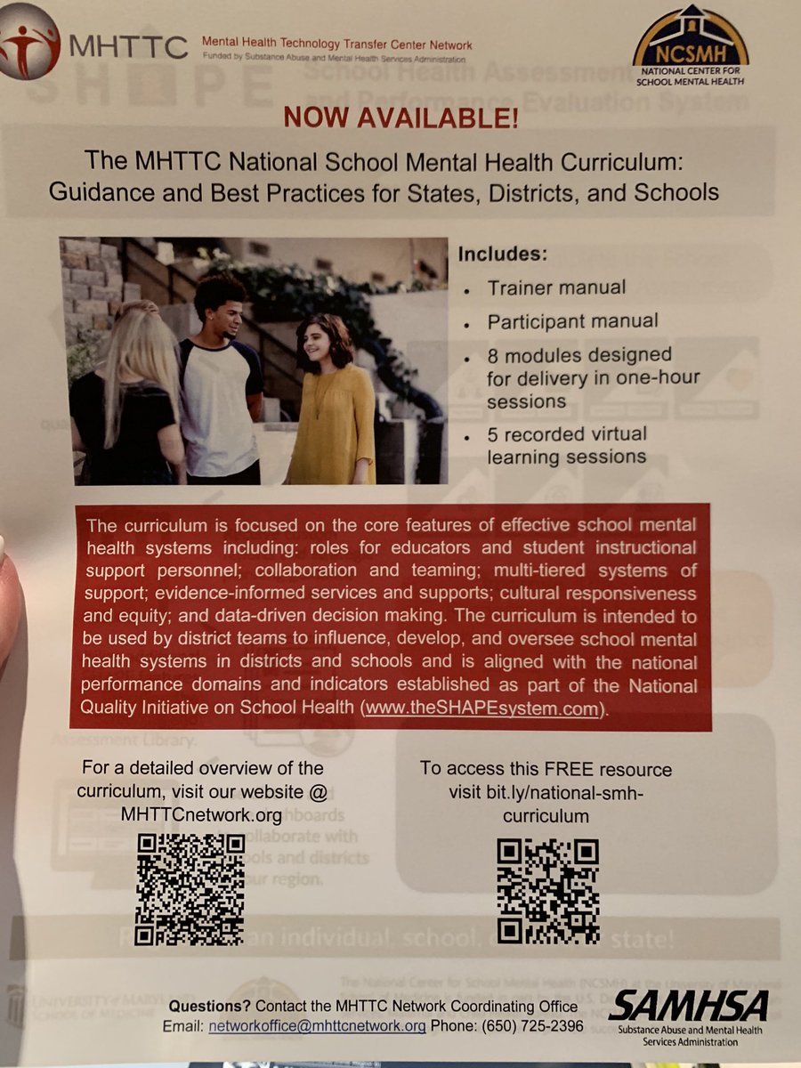 R12_Counselor's tweet image. National Mental Health Curriculum from #mhttc introduced at the Strong Schools advancing Student Wellness Summit in Austin #StrongSchools2019 #ASMH2019