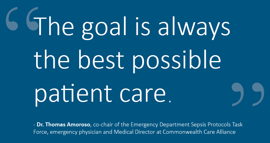 MASepsis's tweet photo. Dr. Thomas Amoroso says it’s critical to have clear guidelines in EDs – especially for a disease like #sepsis, because of its complexity and the vagueness of symptoms. https://t.co/6kgrmzCRek #SepsisAwareness #EmergencyMedicine @CCA_Mass https://t.co/SpvxGQ0Cuc