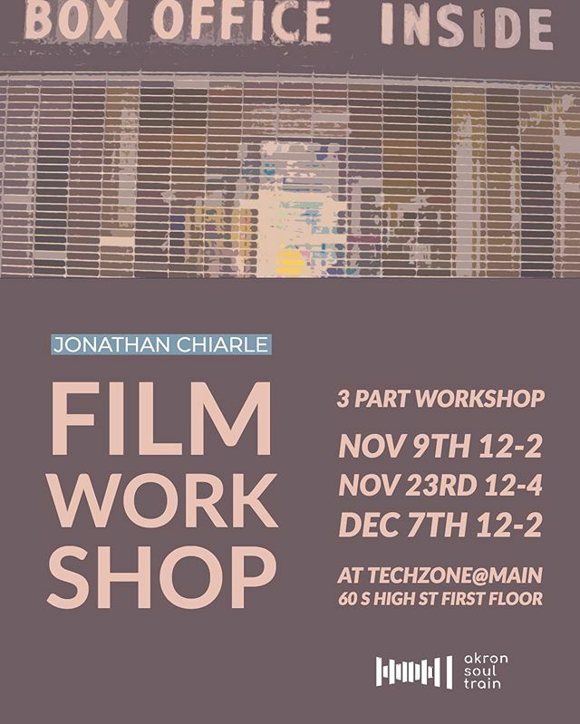 Jonathan Chiarle, Akron Soul Train artist in residence for October, is hosting a three-part workshop about film making! You will watch a few short films, learn how to make a film about the self, even using just your phone, and utilize editing software to… ift.tt/32kfUcQ