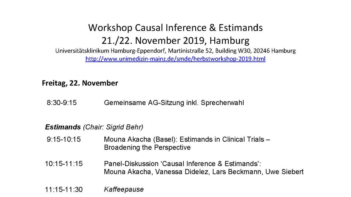 HWS2019stats's tweet photo. #StatsMethods #statstwitter 

Program &amp; venue of the Stats &amp; Methods Autumn workshop of @IBSstats @gmdsEV @DGEpi_eV https://t.co/iVvzbPzPAI
@ https://t.co/sIKWi3rdsj Hamburg

registration via herbstworkshop2019@gmail.com
open until Nov 10th

@IMBI_Heidelberg @BIPS_Bremen @imi_ms https://t.co/hDFTs6c89X