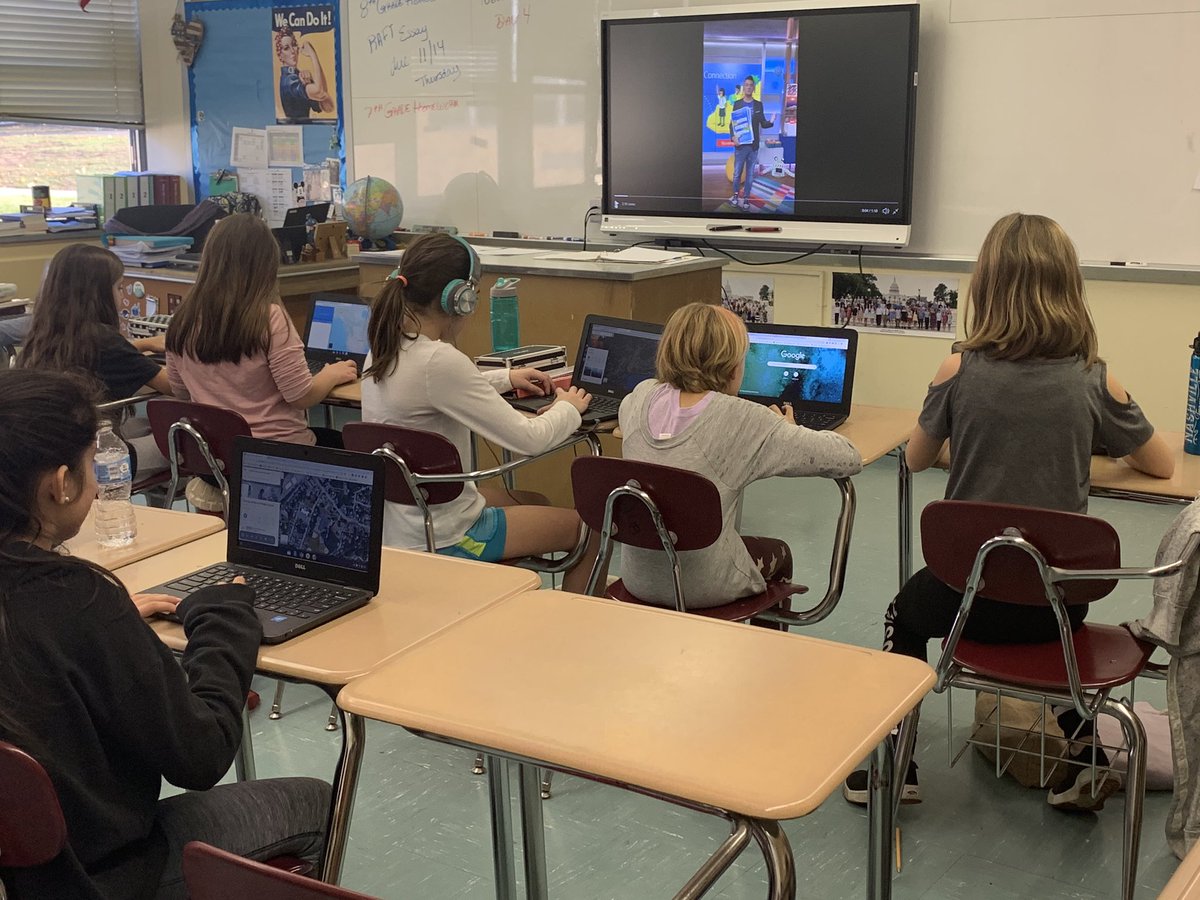 MsSelikoff's tweet photo. Today we went #global! Can you guess where we went and how many miles we traveled virtually? Students also got to explore Google Maps and create postcards using Google Slides! #MSFTGlobalConect #middleschool #design #technology #connect @PhyllisAlpaugh @PrincipalTJ @JamieArgenz https://t.co/p3RiC1WEhU