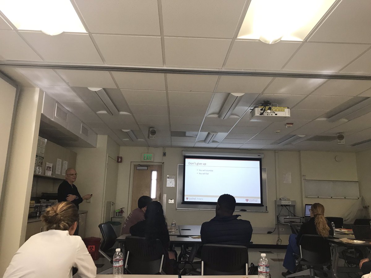 lsywmd's tweet photo. @DavidASpain with advice to PD residents on finding a “dream” job- fall seven times, stand up eight. @OpNotes @StanfordSurgery https://t.co/W4oCevm0eA