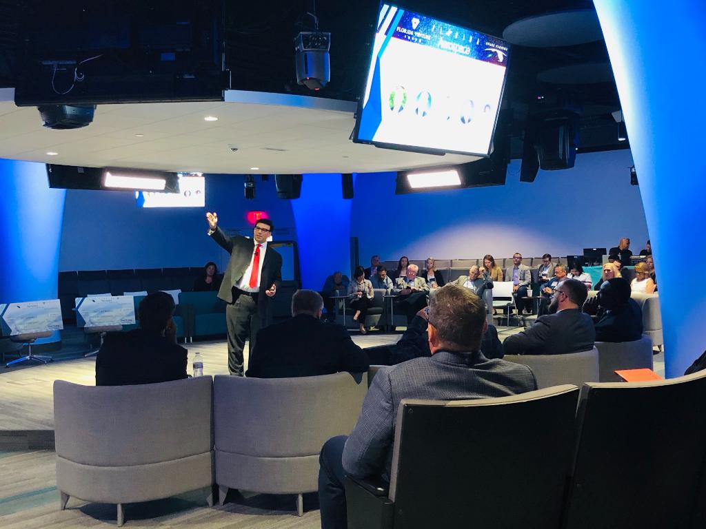 _GWInnovation's tweet photo. Excited to be hosting @flventure's Florida Aerospace Capital Forum where 20 companies are pitching their innovative ideas to an audience of over 150 attendees. Guest list includes representatives from @NASA, @LockheadMarton and @northropgrumman, just to name a few! 🚀 🌔 #FACF19 https://t.co/XOR1nNOwfu